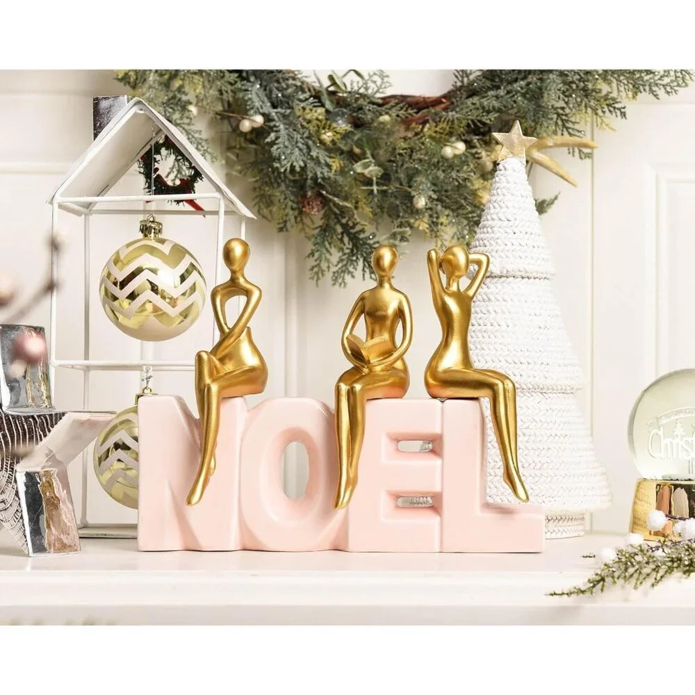 Gold Thinker Statue Décor Book Shelf Abstract Statue Ornament Office Décor